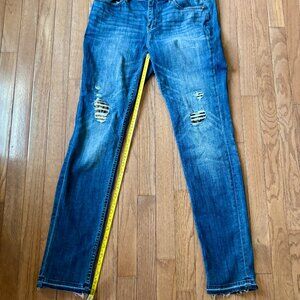 WHBM Slim Jeans with Faux Destructed  Leopard Print - Size 10L  31" inseam